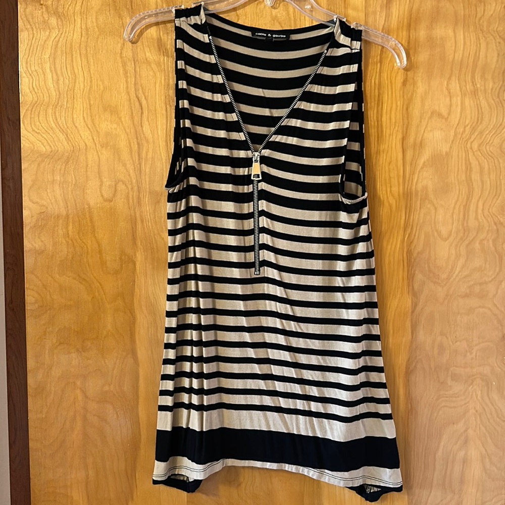 Cute Stripes Tank with Zipper Detail